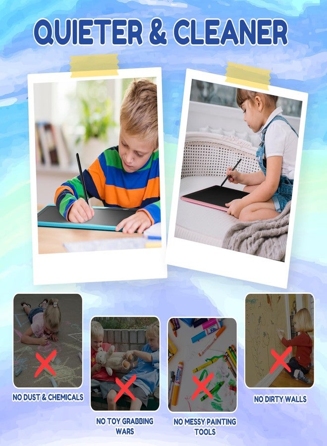 POPERFUN 2 Pack LCD Writing Tablet for Kids, 16 Inch Rechargeable Erasable Doodle Board Colorful Toddler Drawing Pads, Preschool Learning Toys Christmas Birthday Gift3 5 7Year Old Girls Pink and Blue - Image 4
